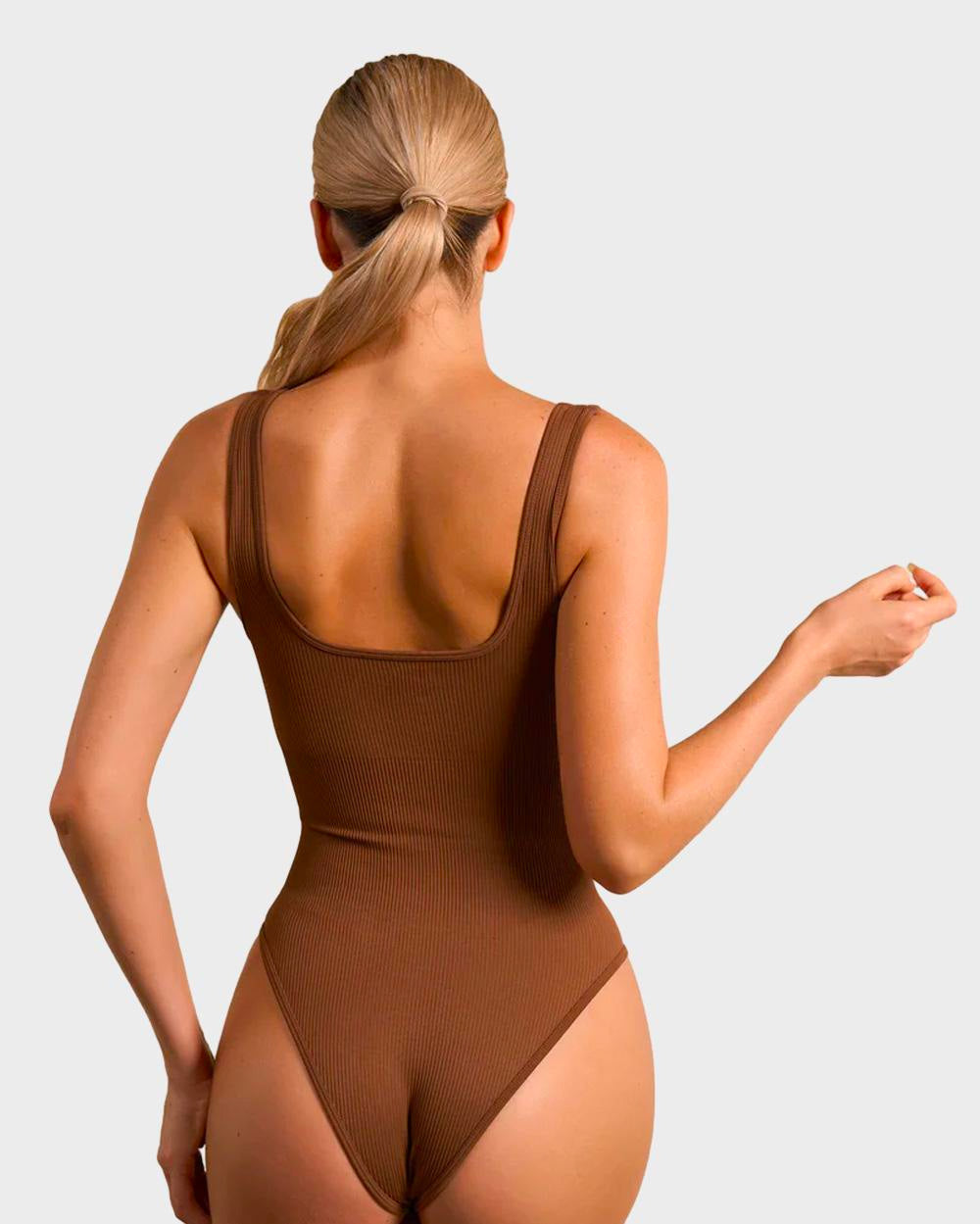 BlissShe® Wide Strap Backless Thong Bodysuit