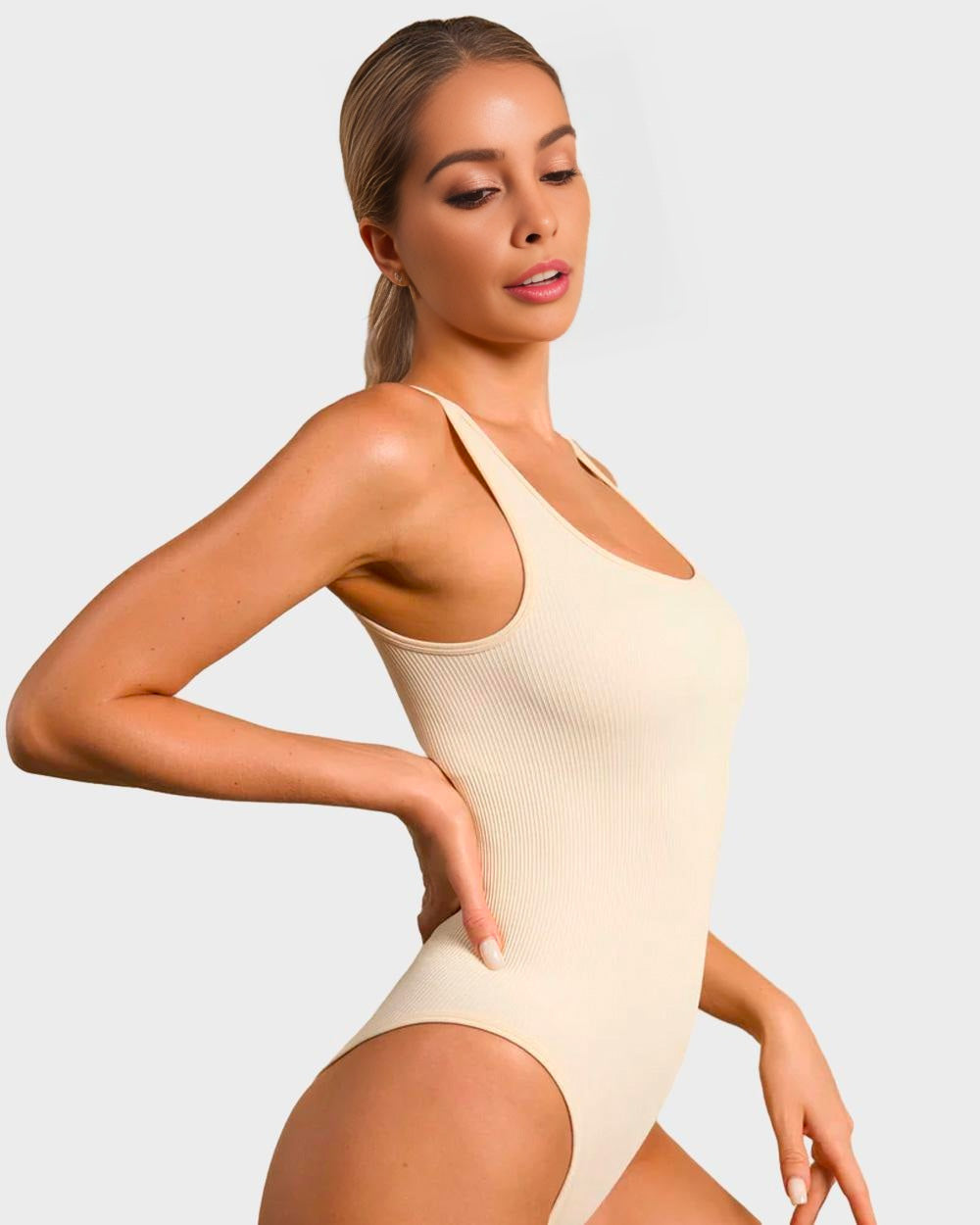 BlissShe® Wide Strap Backless Thong Bodysuit