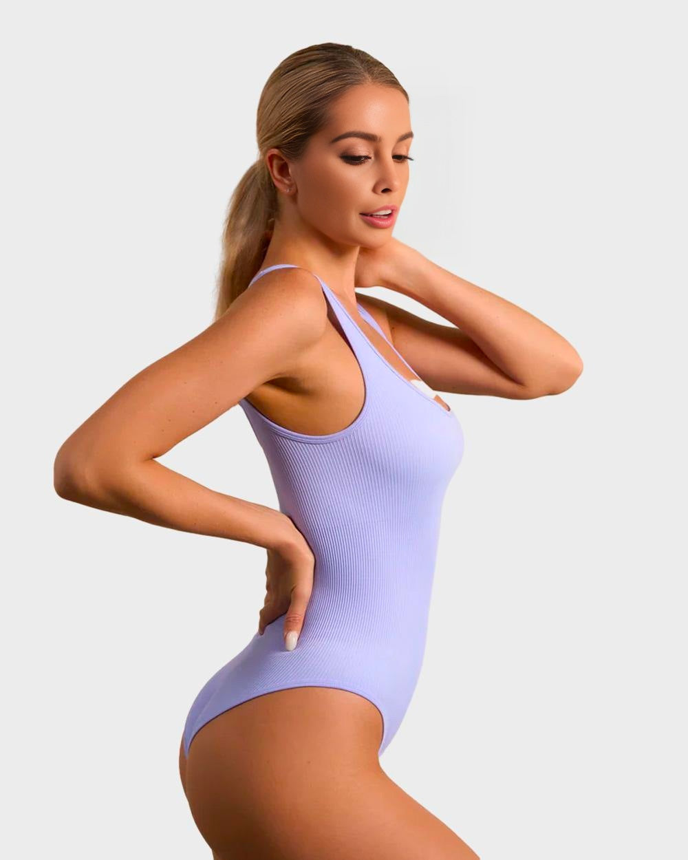 BlissShe® Wide Strap Backless Thong Bodysuit