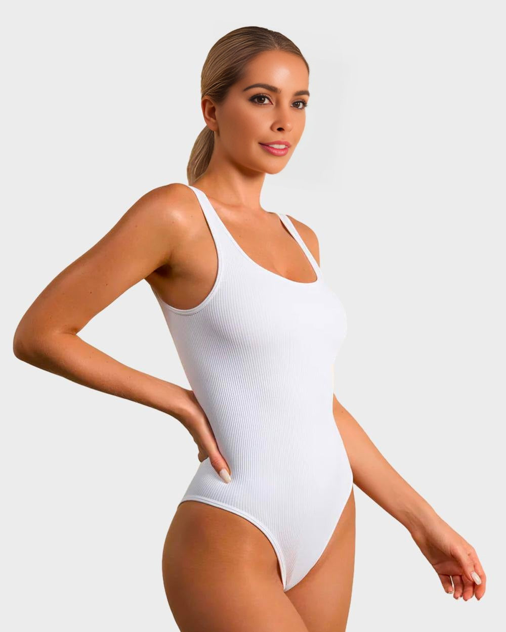 BlissShe® Wide Strap Backless Thong Bodysuit