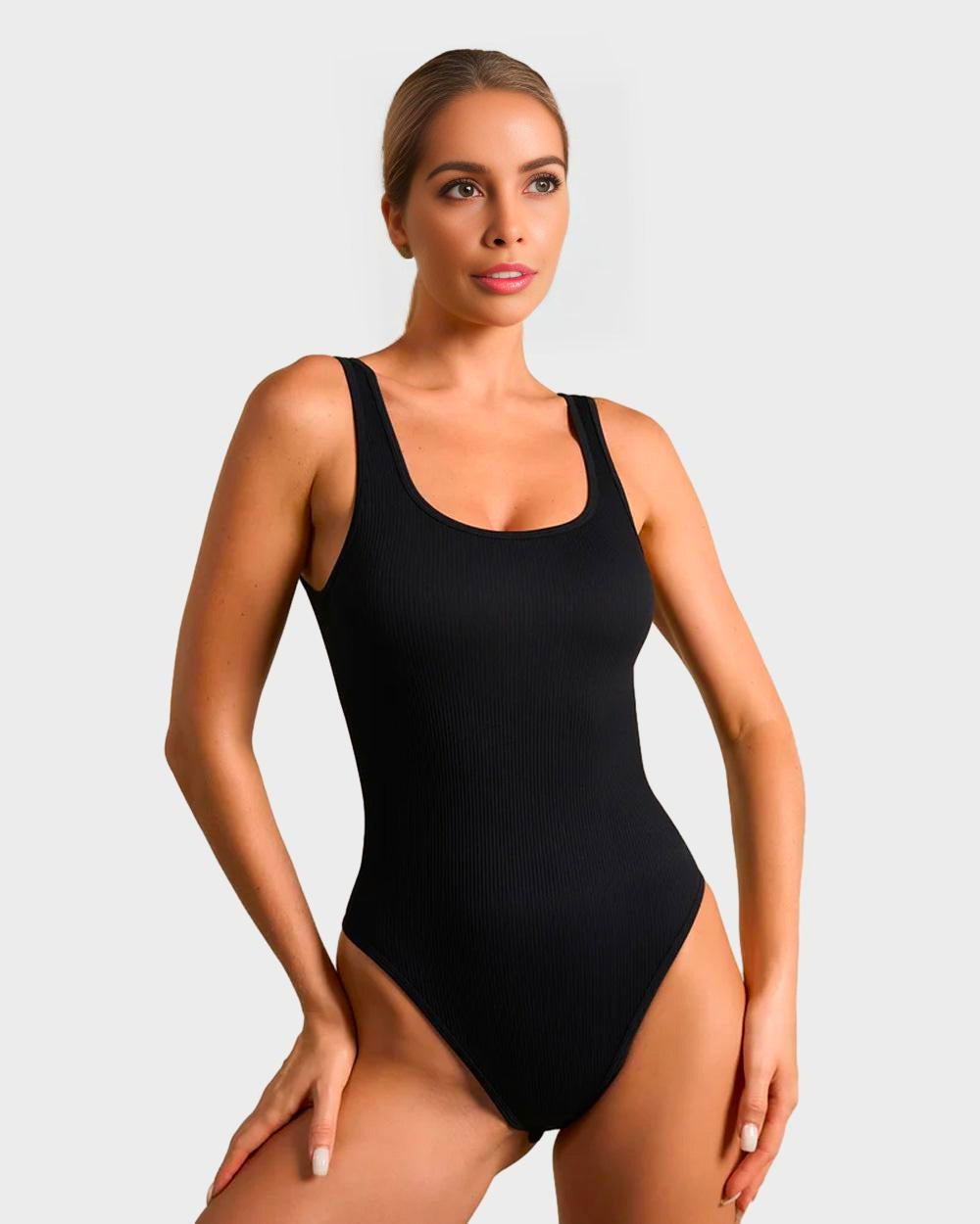 BlissShe® Wide Strap Backless Thong Bodysuit