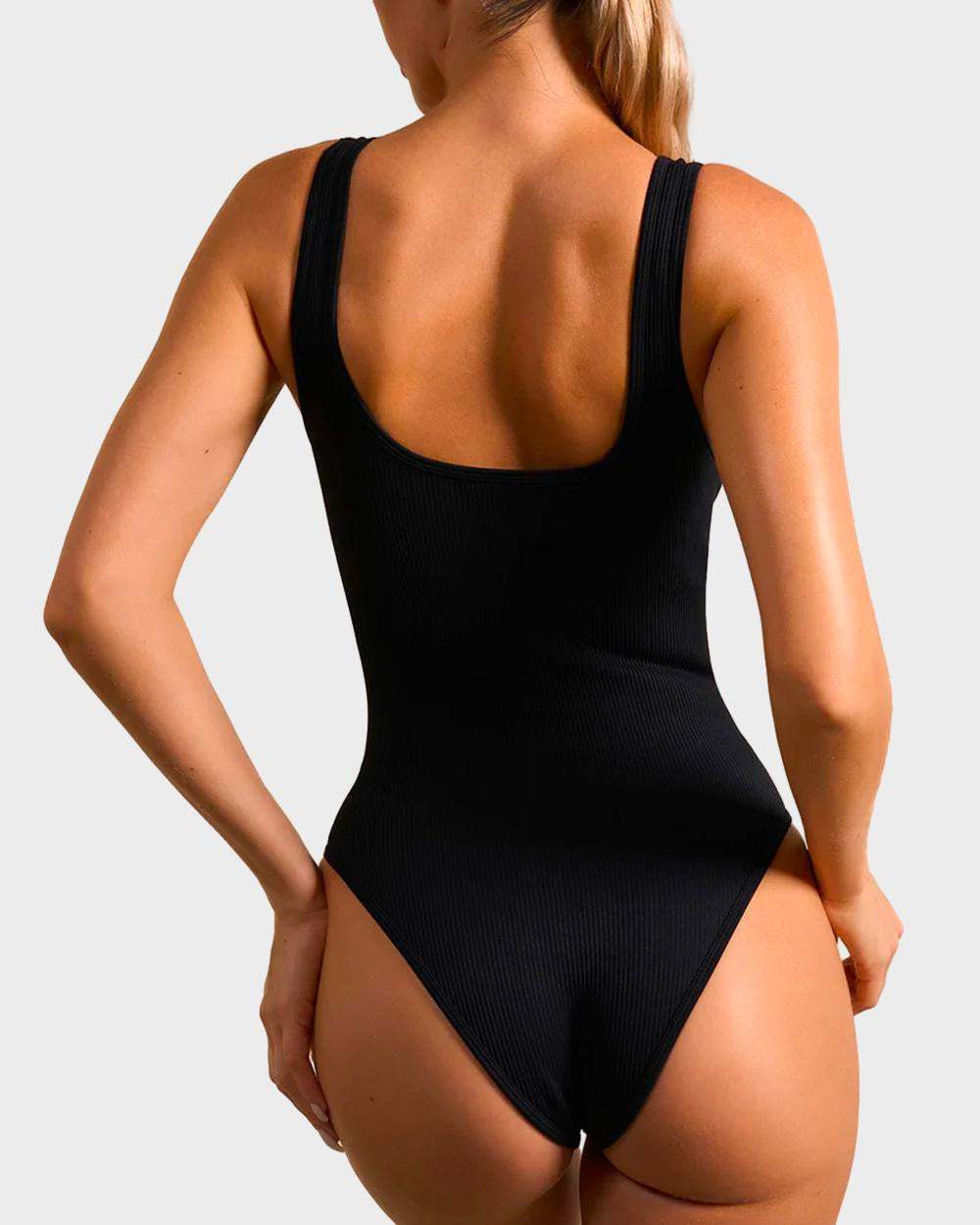 BlissShe® Wide Strap Backless Thong Bodysuit