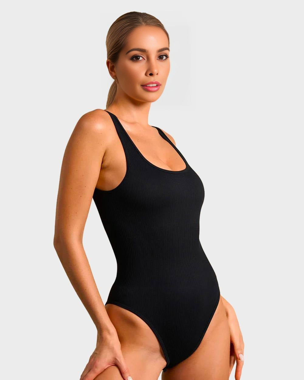 BlissShe® Wide Strap Backless Thong Bodysuit