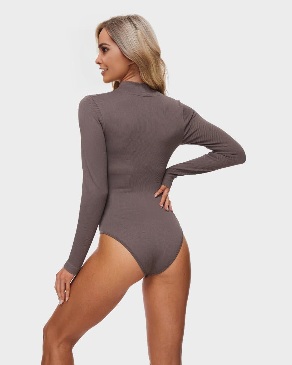 BlissShe® Snached Waist Front Zipper bodysuit