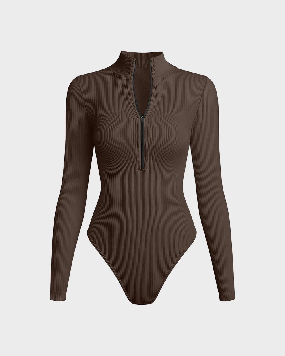 BlissShe® Snached Waist Front Zipper bodysuit