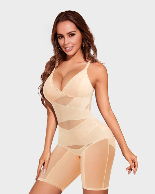 BlissShe® Atmungsaktive Shapewear aus Netzstoff mit V-Ausschnitt