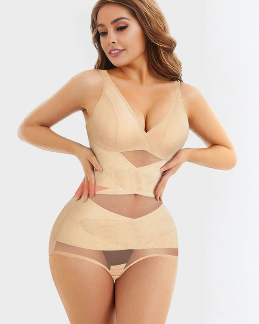 BlissShe® Atmungsaktive Shapewear aus Netzstoff mit V-Ausschnitt