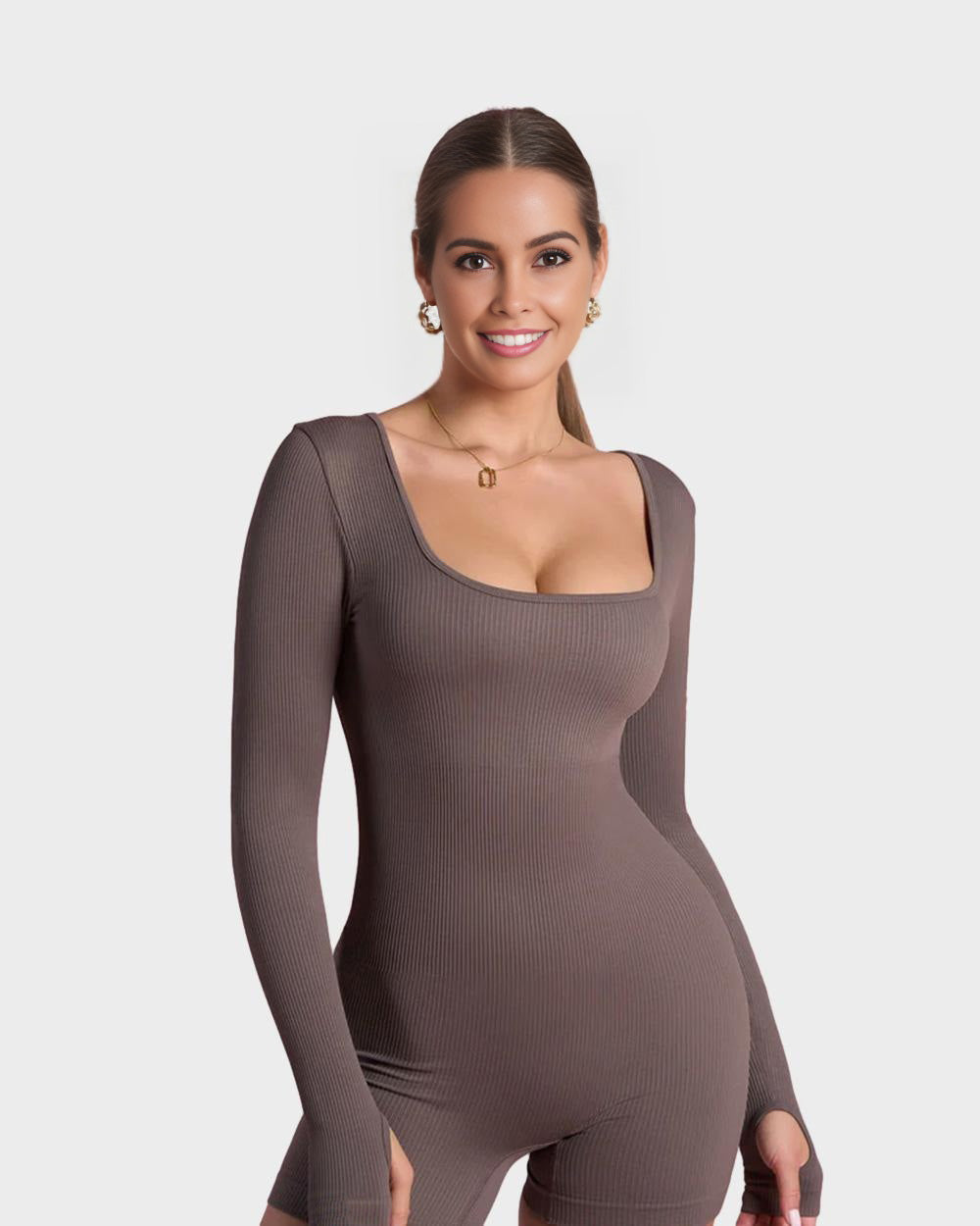 BlissShe® Scoop Neck Long Sleeve Romper