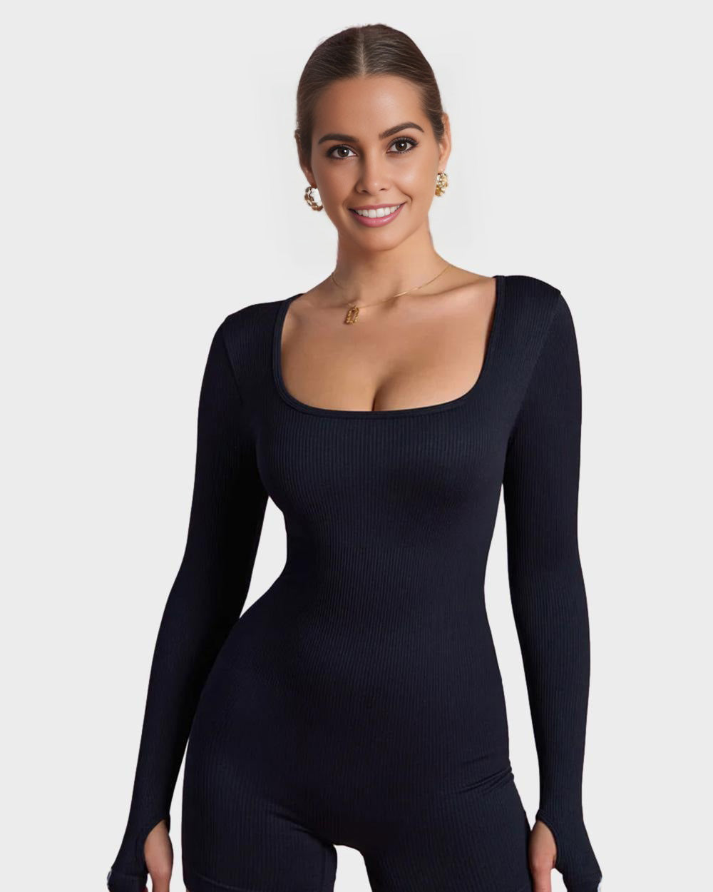 BlissShe® Scoop Neck Long Sleeve Romper