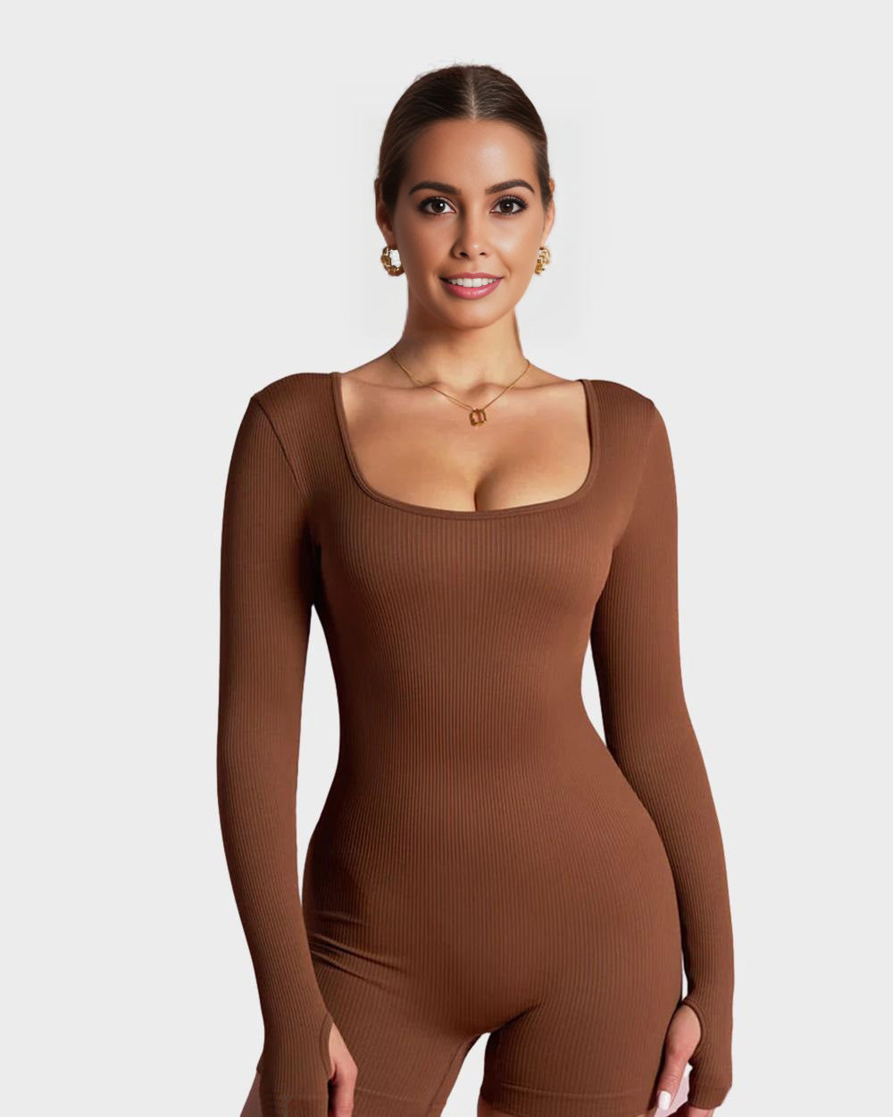 BlissShe® Scoop Neck Long Sleeve Romper