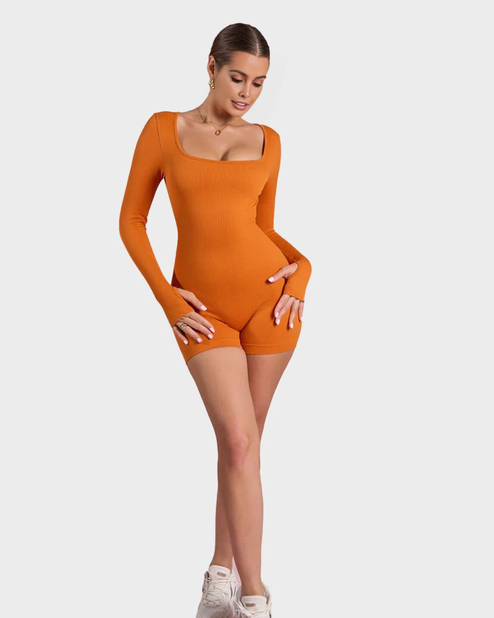 BlissShe® Scoop Neck Long Sleeve Romper