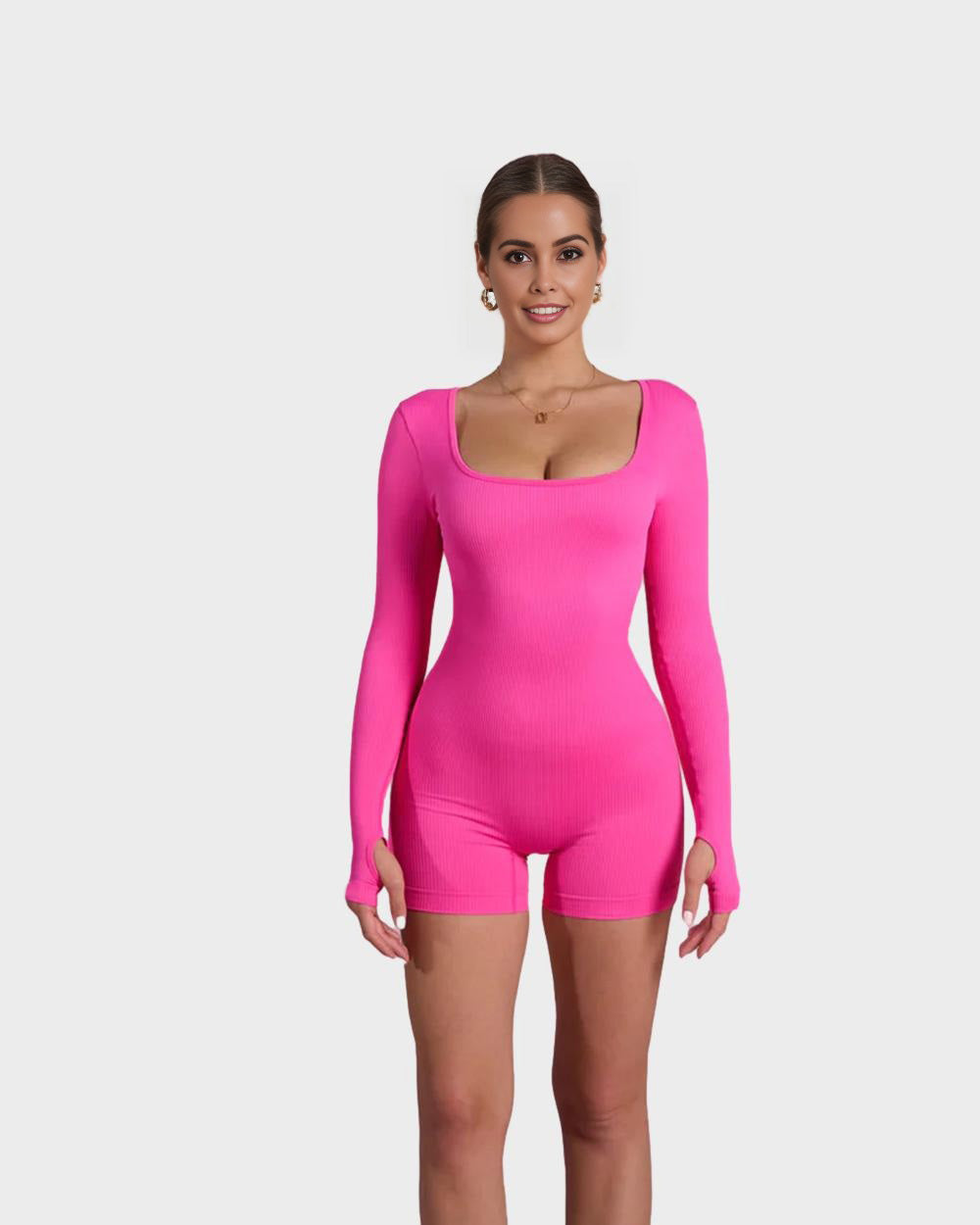 BlissShe® Scoop Neck Long Sleeve Romper