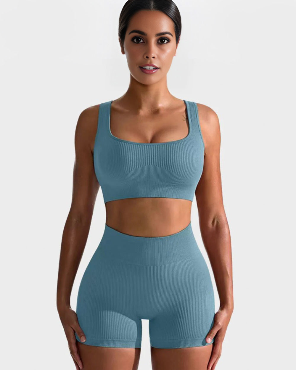 BlissShe® Seamless Ribbed Sports Bra Set