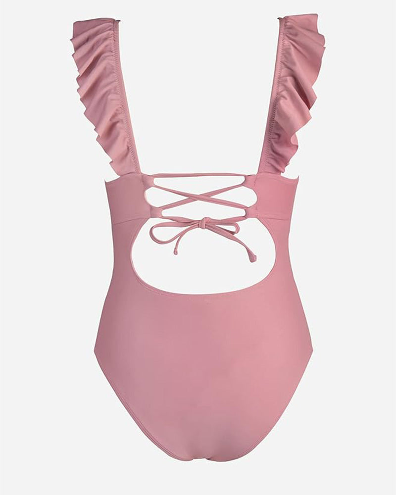 BlissShe® V-Neck One-Piece Bikini Swimsuit