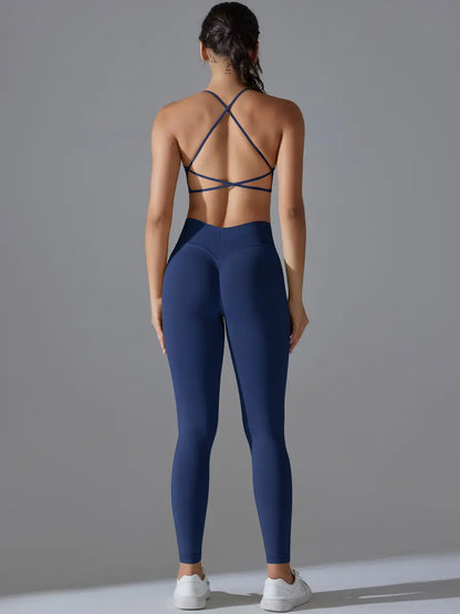 Cross Backless Bra Leggings Set