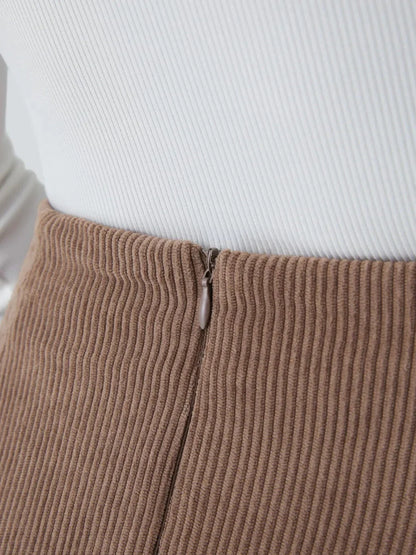 Classic High-Low Corduroy Skirt