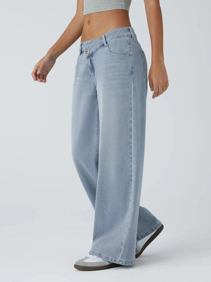 Asym Low-Rise Wide Leg Jeans