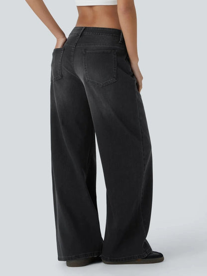 Asym Low-Rise Wide Leg Jeans