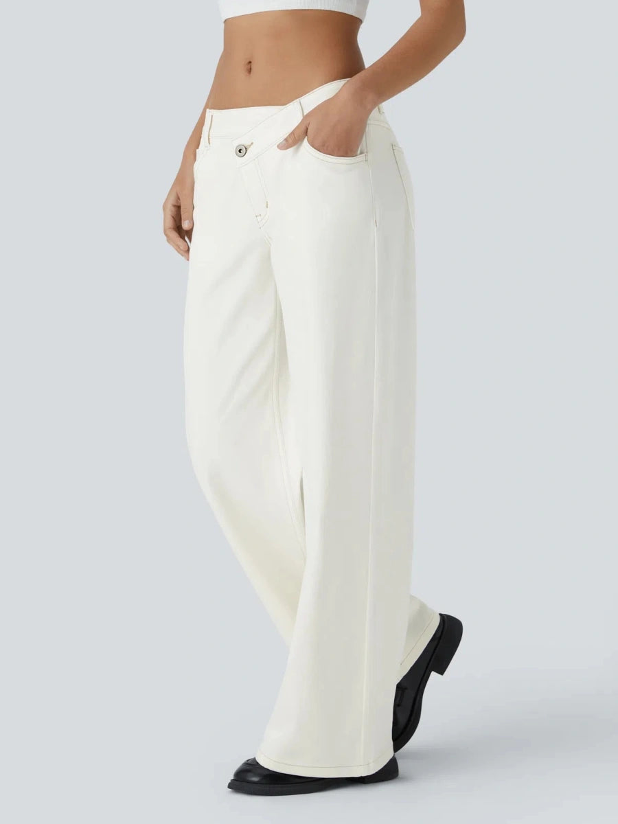 Asym Low-Rise Wide Leg Jeans