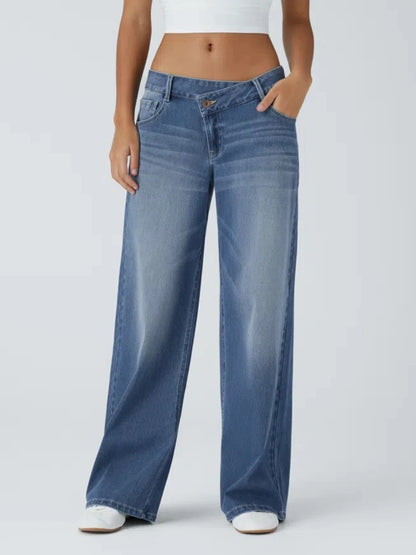 Asym Low-Rise Wide Leg Jeans